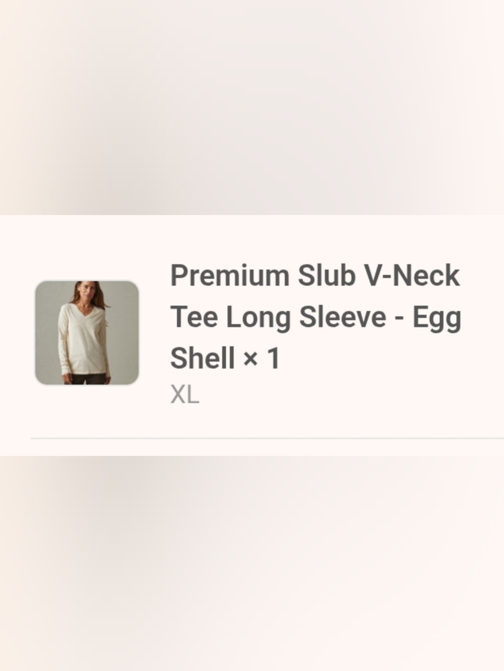 American Giant Premium Slub Jersey Long Sleeve V Neck In Egg Shell Size XL
